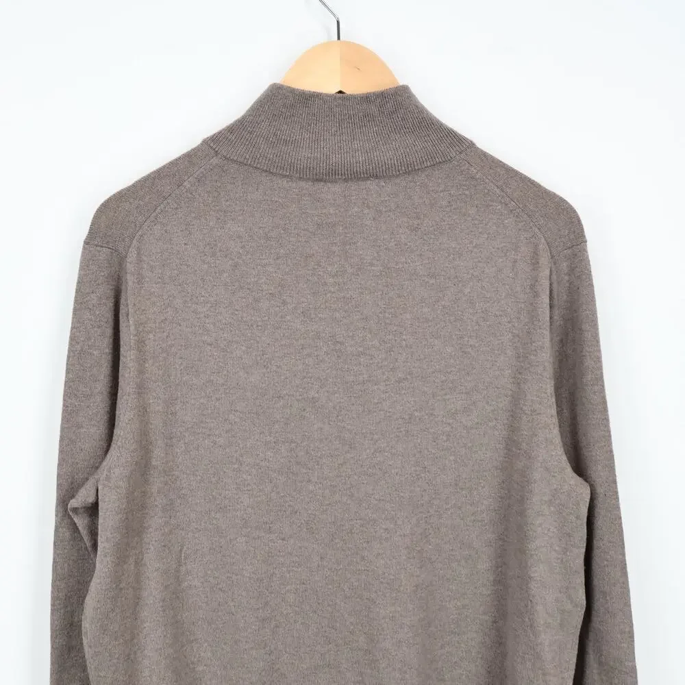 J.Crew Mercantile Men's 1/4 Zip Long Sleeve Wool Blend Sweater Brown Size M
